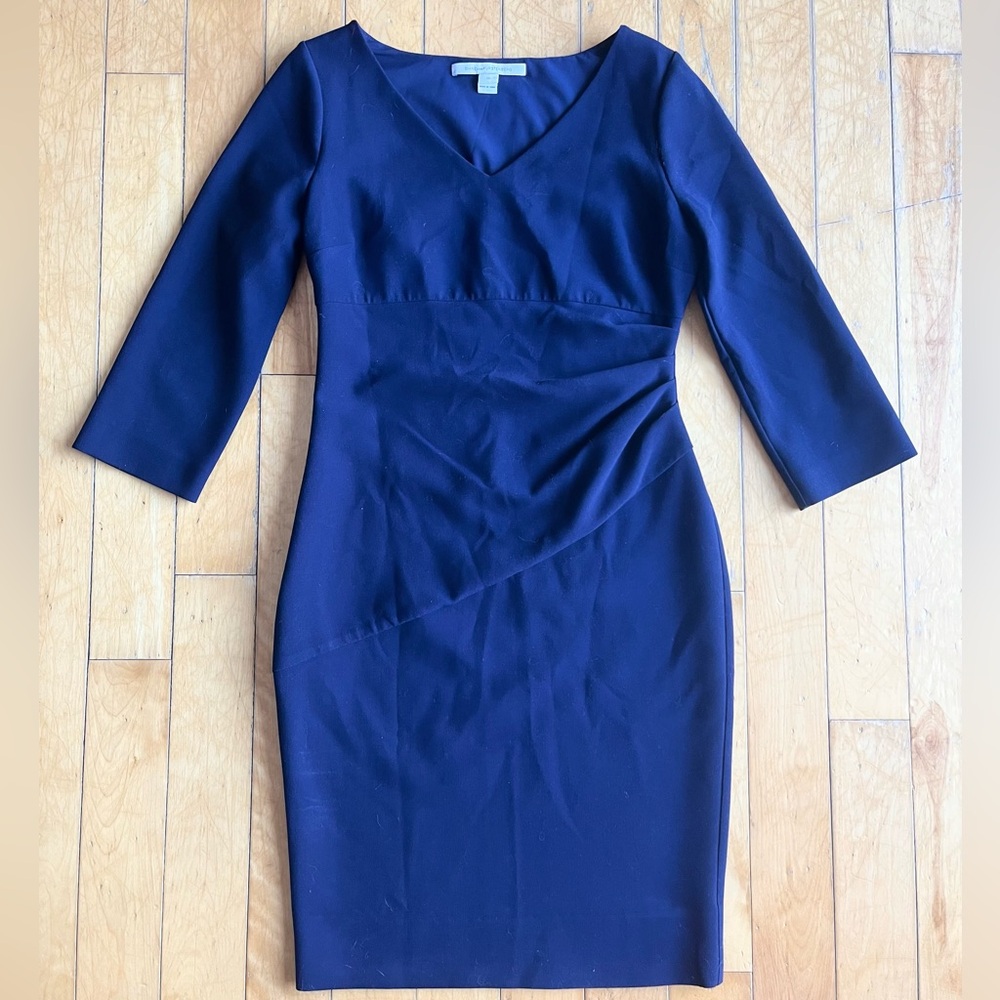 DVF Diane Von Furstenberg Royal Blue 3/4 Sleeve V Neck Dress Size 10